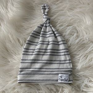 Copper Pearl Knotted Baby Hat - Black and White Stripes
